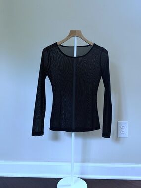 Women’s Black Sheer Long-Sleeve Top